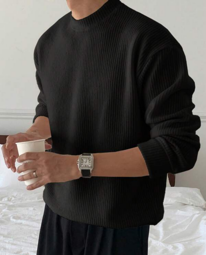 Renier Ribbed Knit Sweater Black