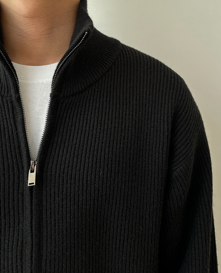Ferrand High Collar Zip Cardigan