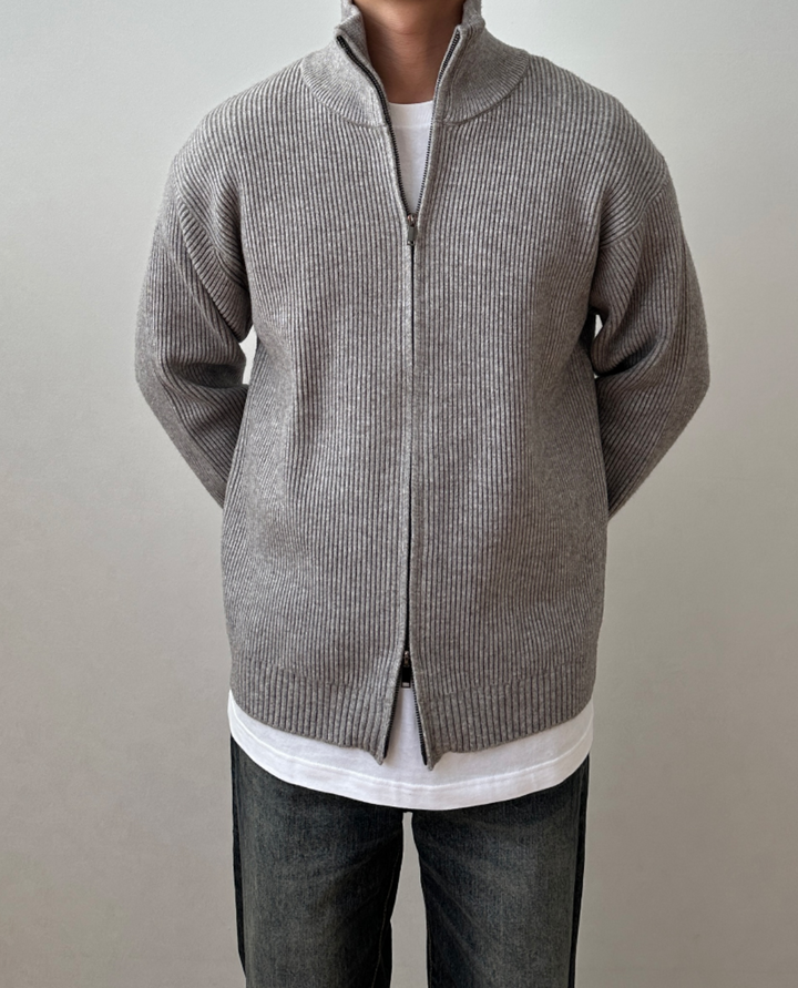Ferrand High Collar Zip Cardigan
