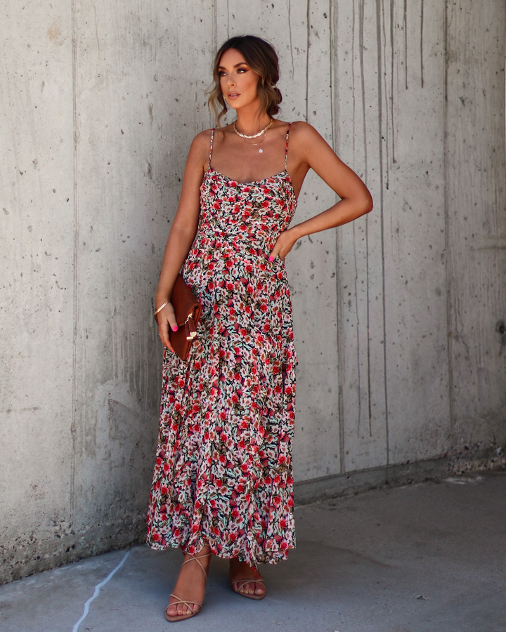 Kienna Floral Ruffle Chiffon Midi Dress