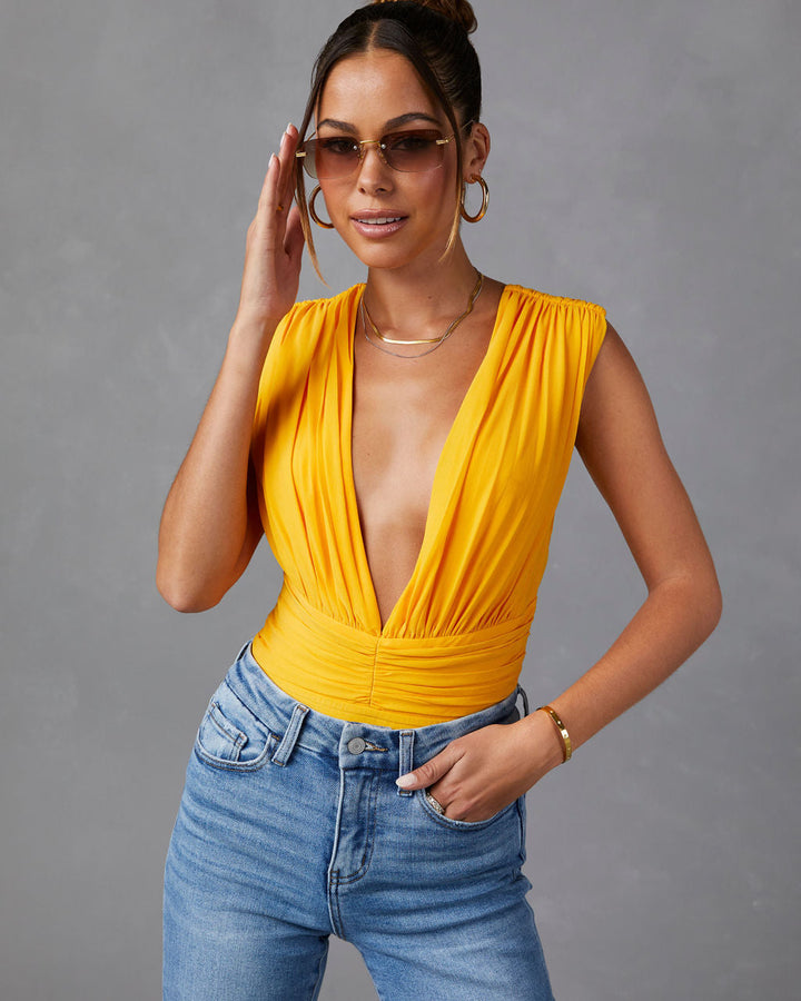 Perrine Drape Front Bodysuit Tangerine