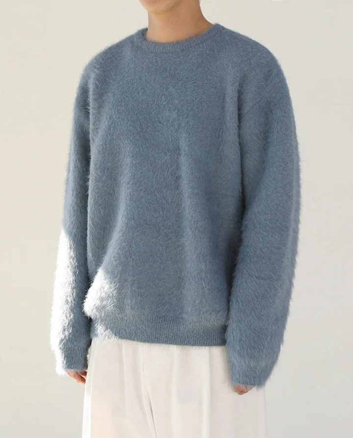 Mohair Crew Neck Sweater Baby Blue