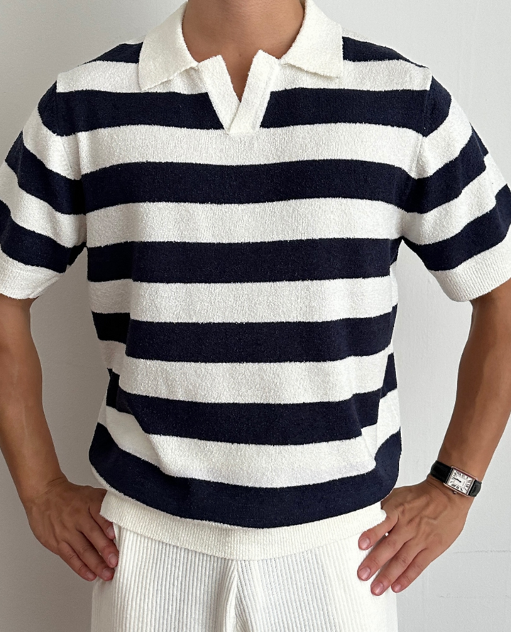 Biarritz Striped Polo Shirt Black and white