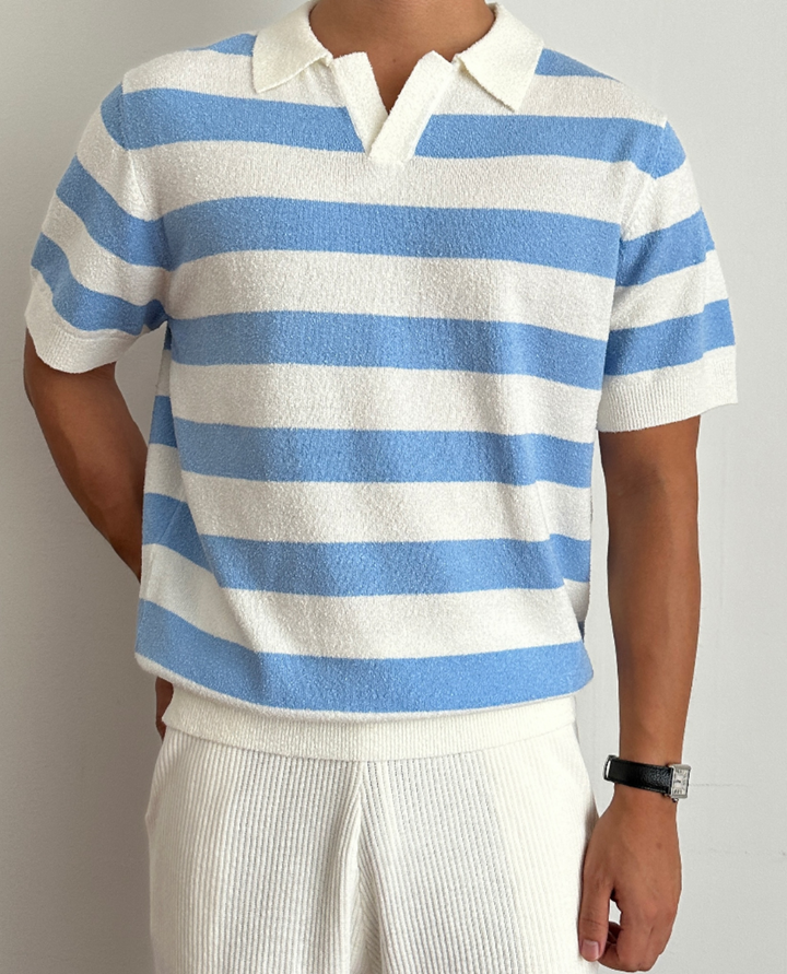 Biarritz Striped Polo Shirt Blue and White