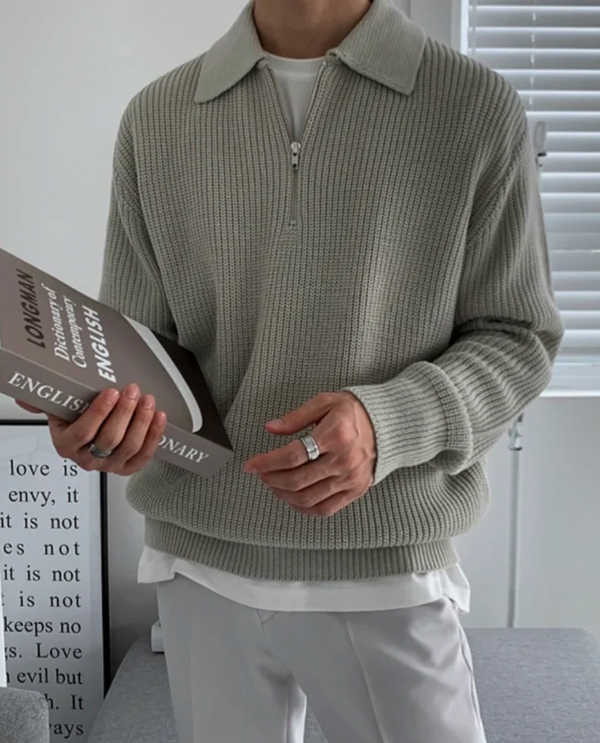 The Velino Polo Quarter Zip Gray