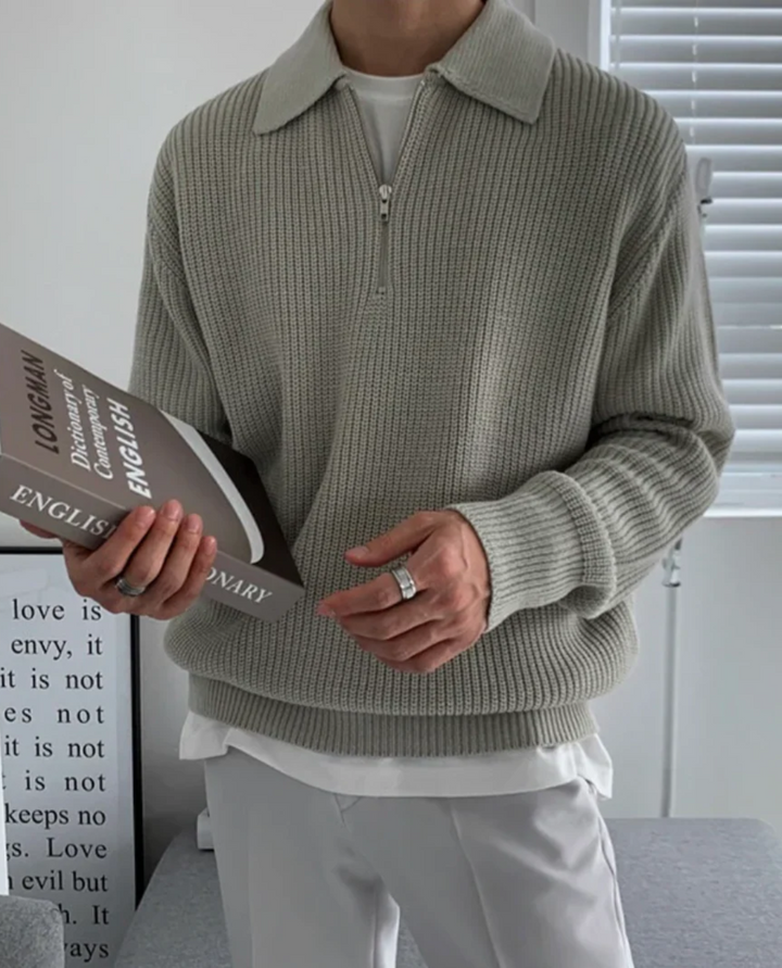 The Velino Polo Quarter Zip Gray