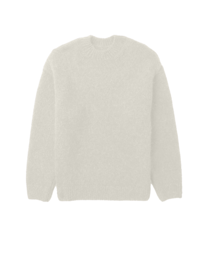 Milano Knit Wool Textured Sweater Beige
