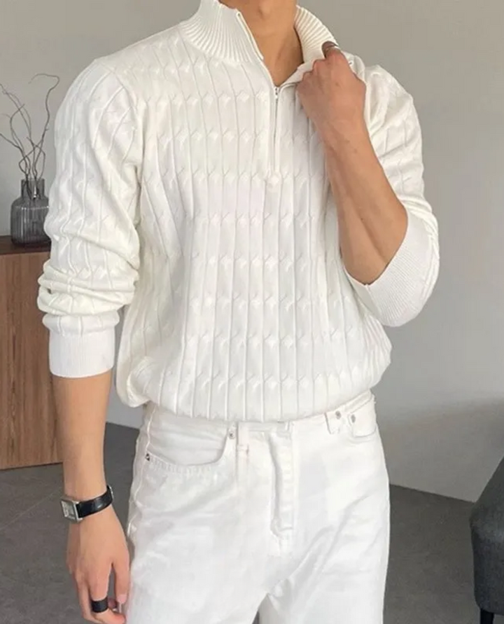 Toulon Textured Quarter Zip Sweater