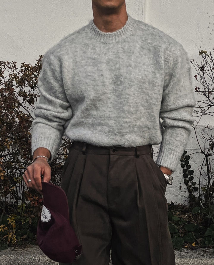 Prato Mohair Knit Sweater Gray