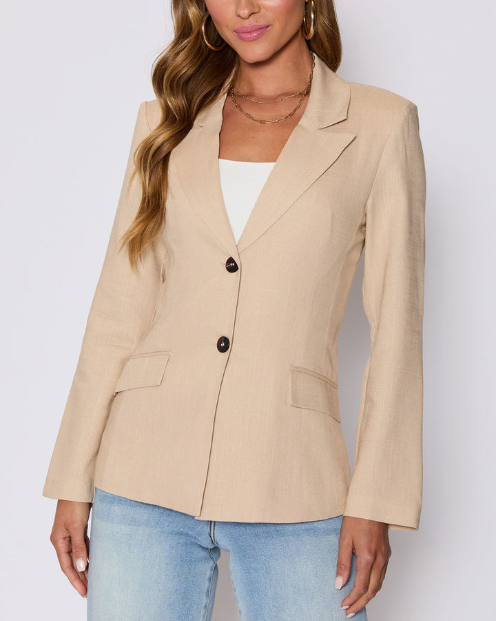 Sandy Linen Pocketed Blazer