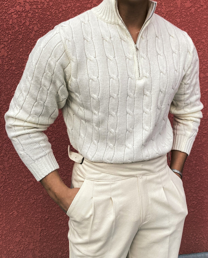 Toulon Textured Quarter Zip Sweater