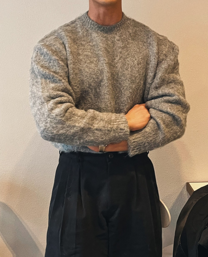 Prato Mohair Knit Sweater Dark Grey