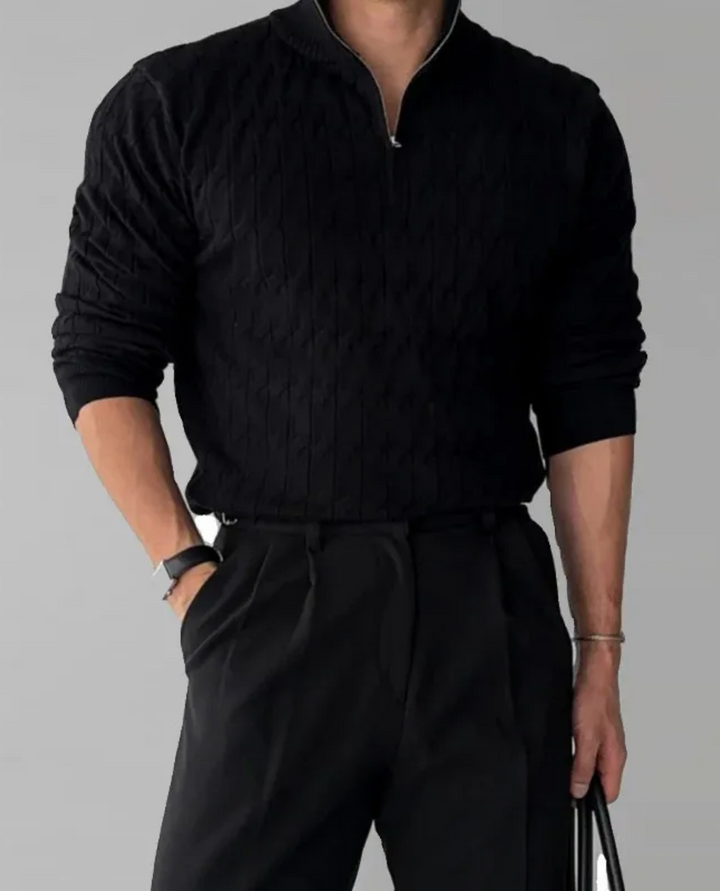 Toulon Textured Quarter Zip Sweater