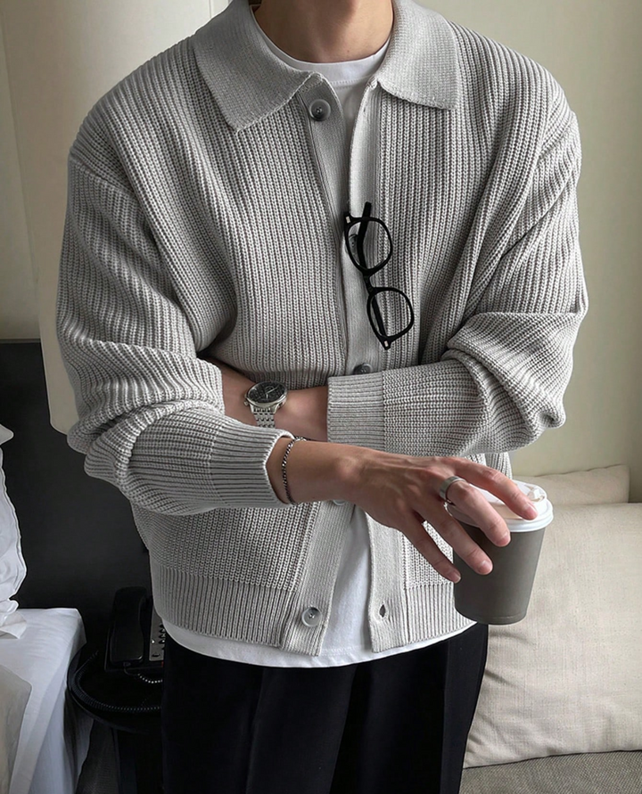 Como Button Knit Cardigan Grey