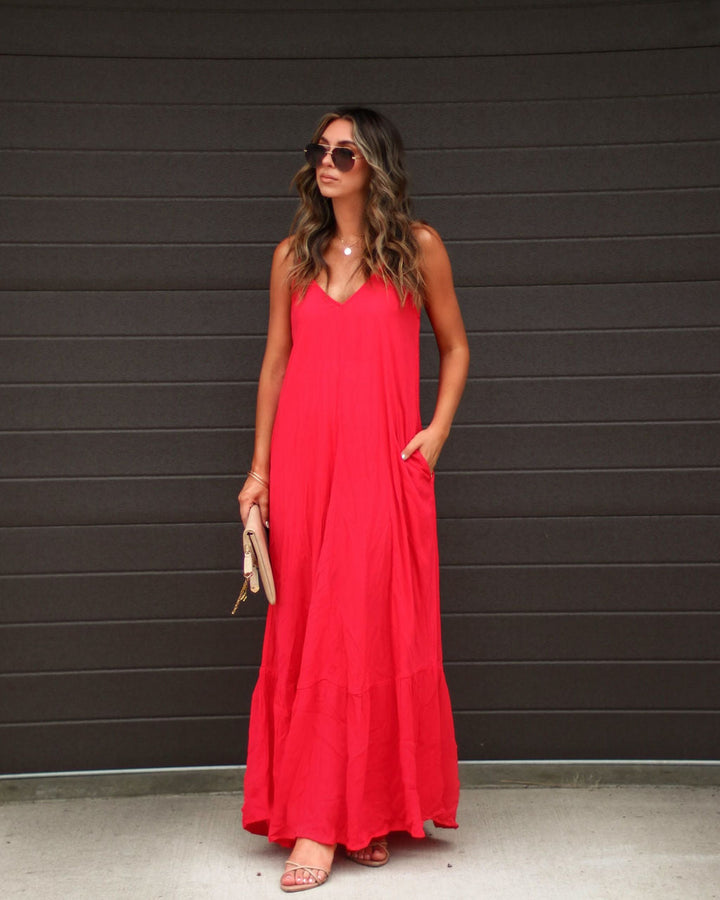Kimonie Pocketed Maxi Dress Watermelon