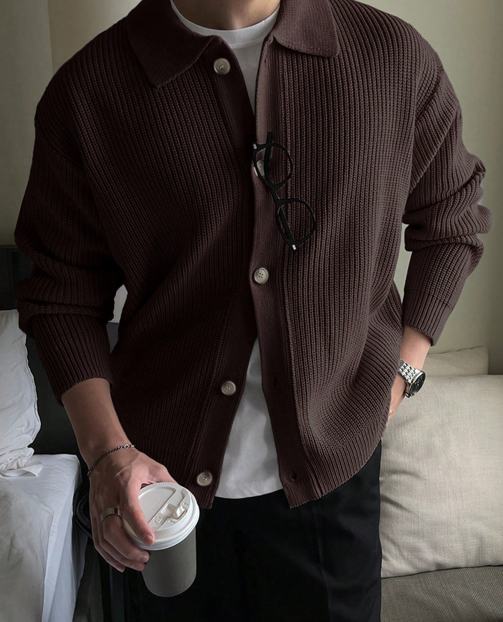 Como Button Knit Cardigan Brown