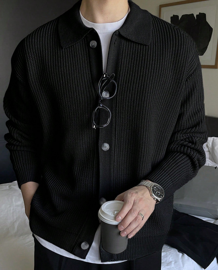 Como Button Knit Cardigan Black