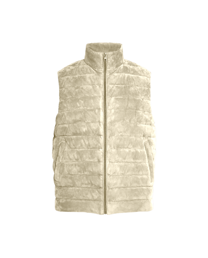 Brunet Suede Gilet Ecru Beige