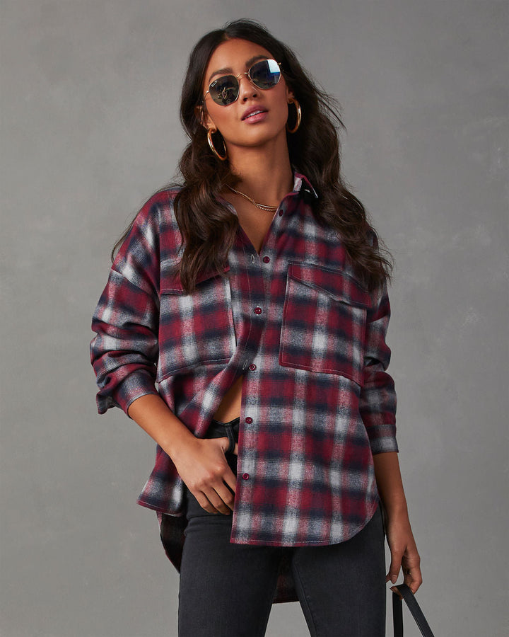Petaluma Cotton Blend Plaid Button Down Top