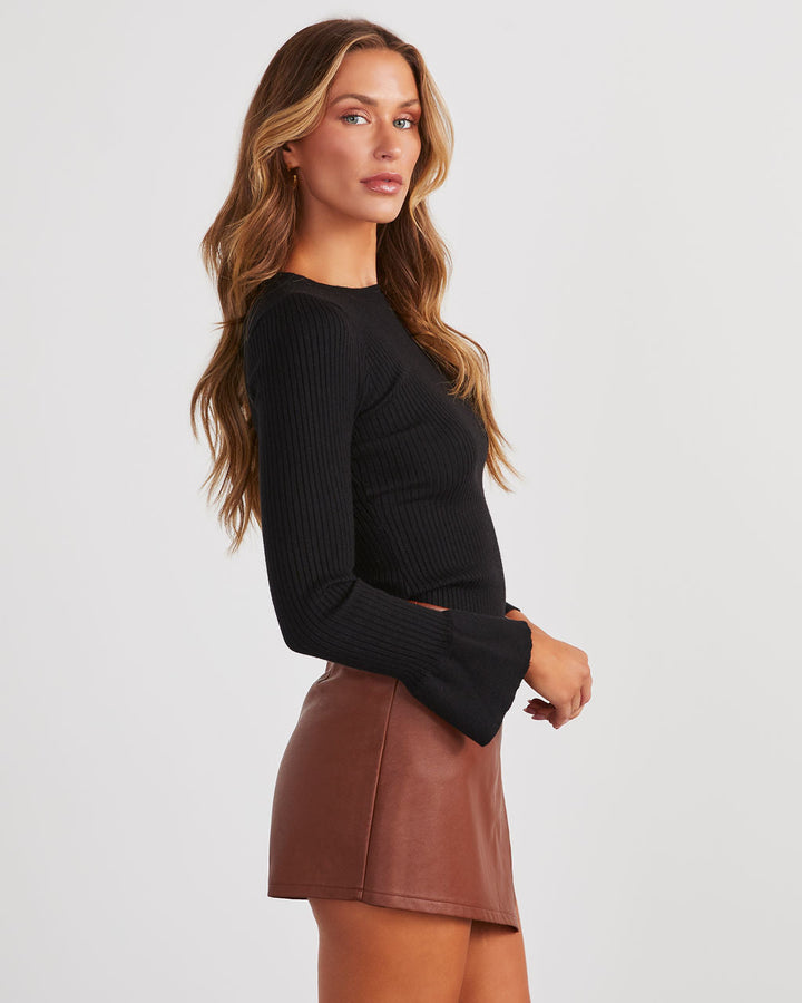 Esen Ribbed Bell Sleeve Knit Sweater