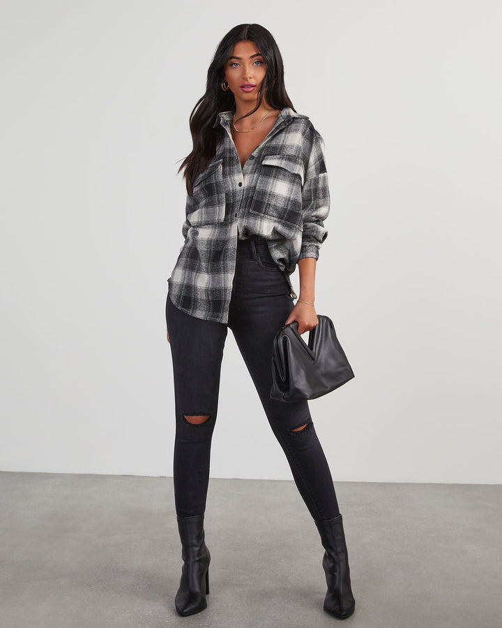 Petaluma Cotton Blend Plaid Button Down Top