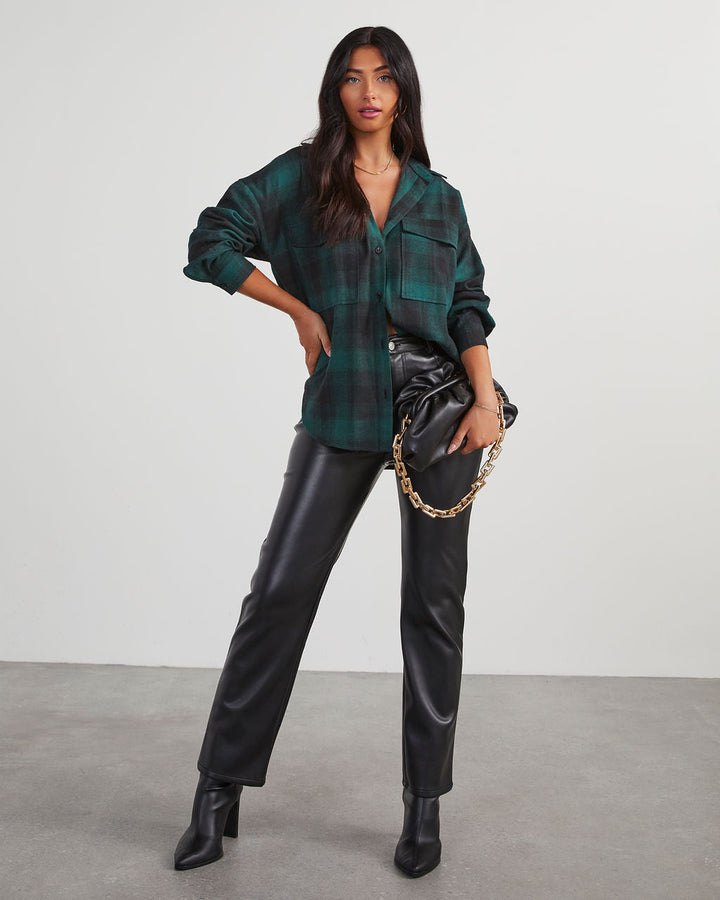 Petaluma Cotton Blend Plaid Button Down Top