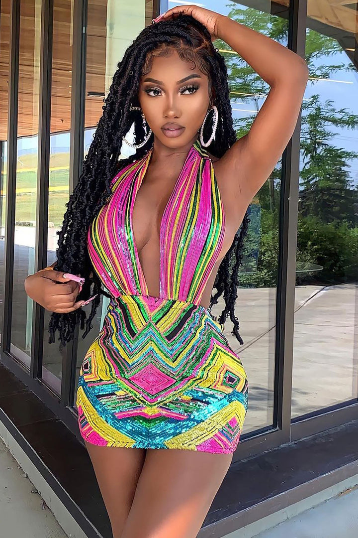 All Types Sequin Mini Dress - Multi