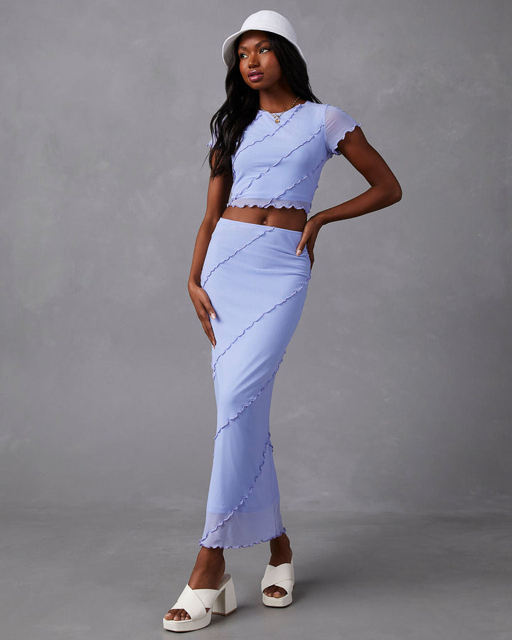 Markella Lettuce Trim Midi Skirt Lavender