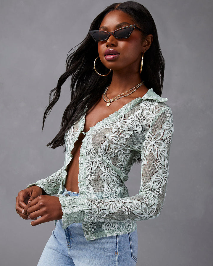 Mystine Lace Floral Long Sleeve Top