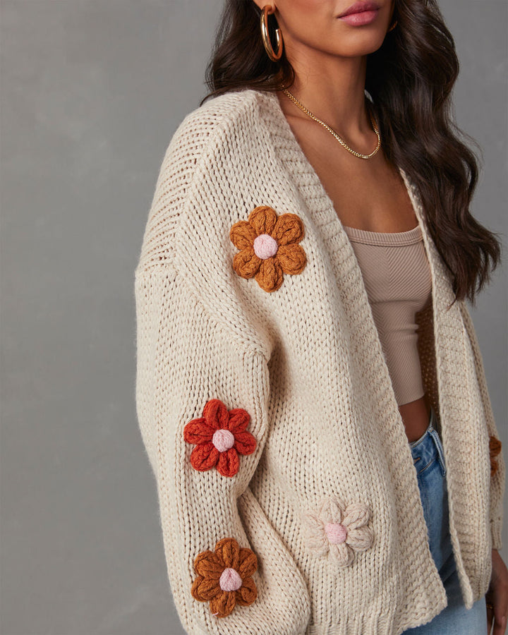 Fallen Daisy Oversized Knit Cardigan