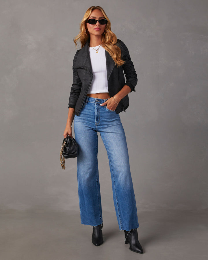 Slick Chick Coated Faux Leather Moto Jacket