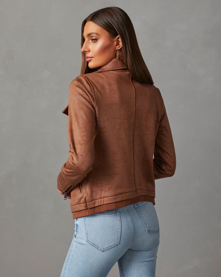 Slick Chick Coated Faux Leather Moto Jacket