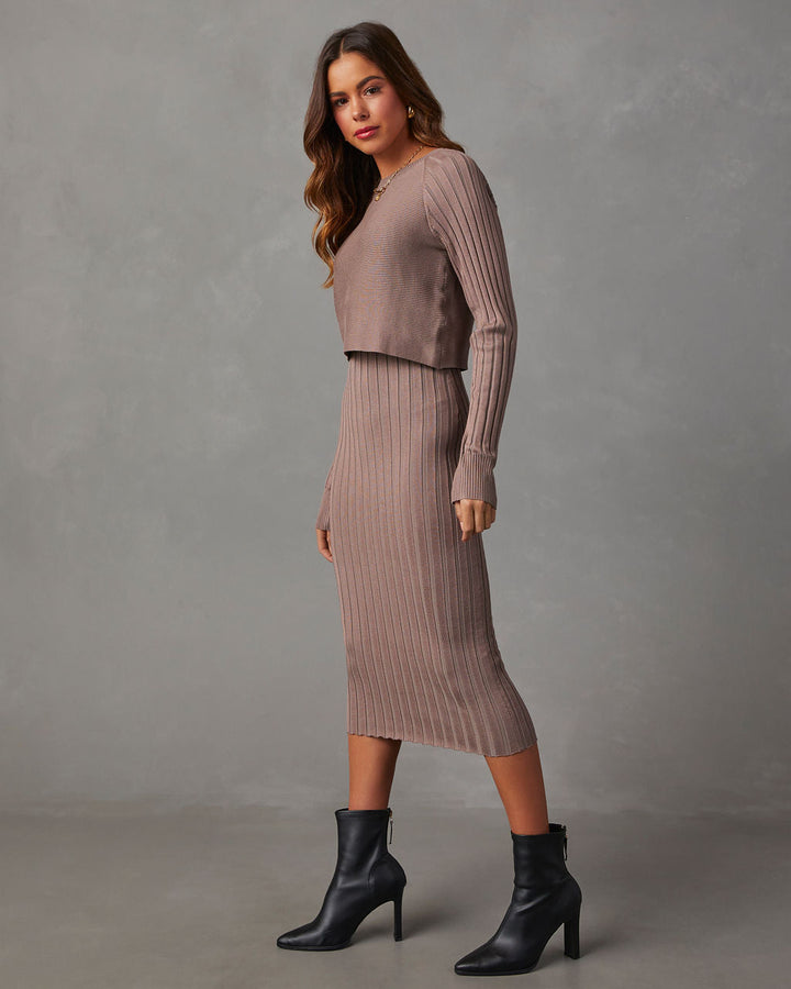 Full Of Surprises Ribbed Knit Midi Dress