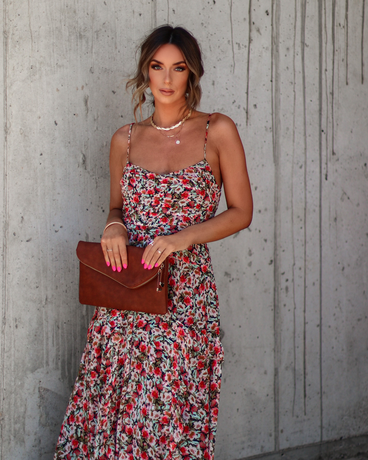 Kienna Floral Ruffle Chiffon Midi Dress