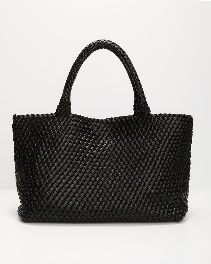 At My Side Woven Leather Tote With Insert Black O S