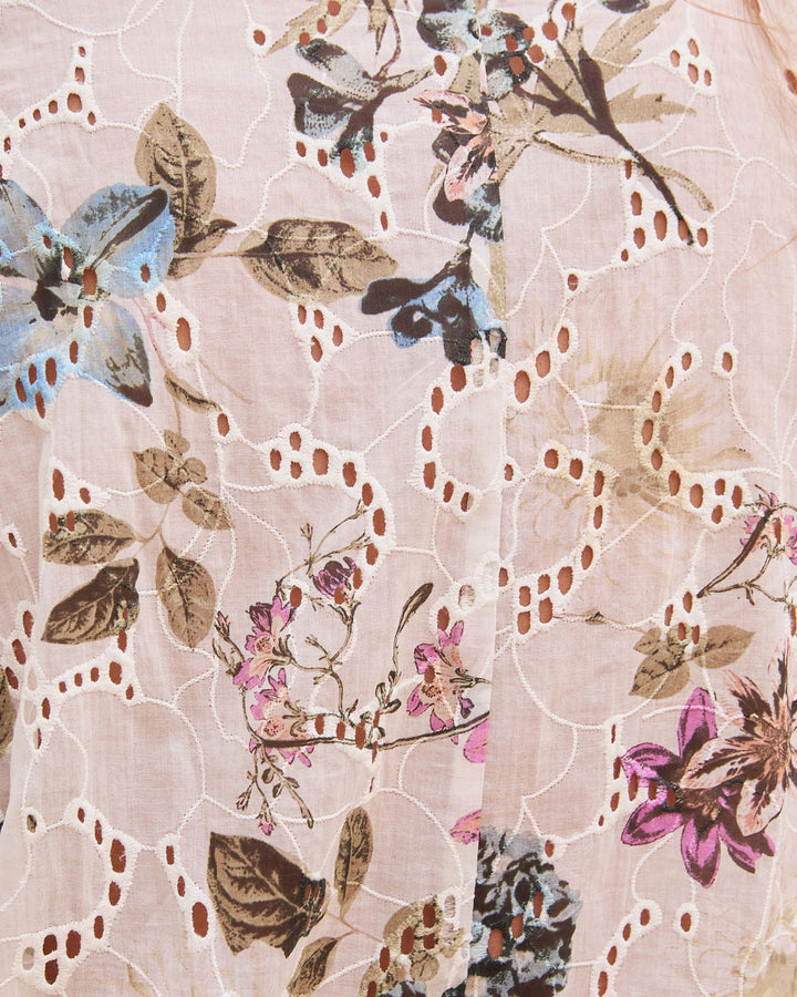 Spring Sky Floral Eyelet Belted Romper