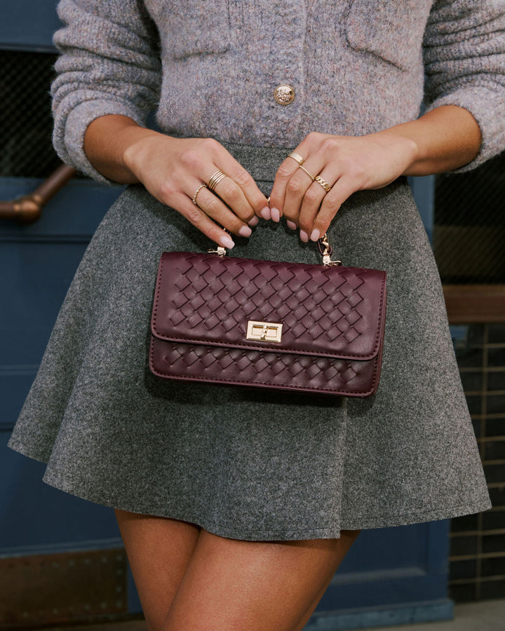 Gretta Woven Leather Crossbody Bag Wine O S