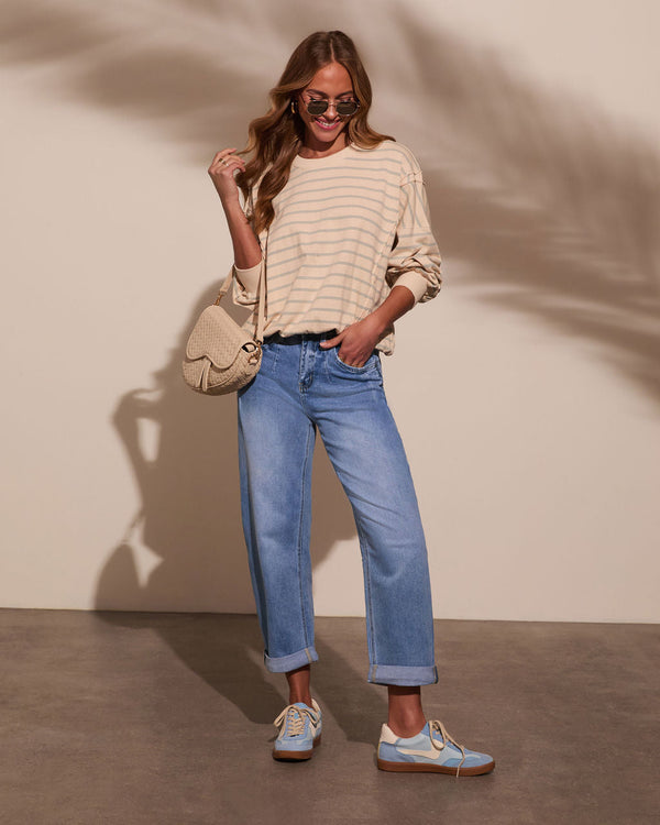 Golden Days Stretch Mid Rise Cuffed Barrel Jeans Medium Wash