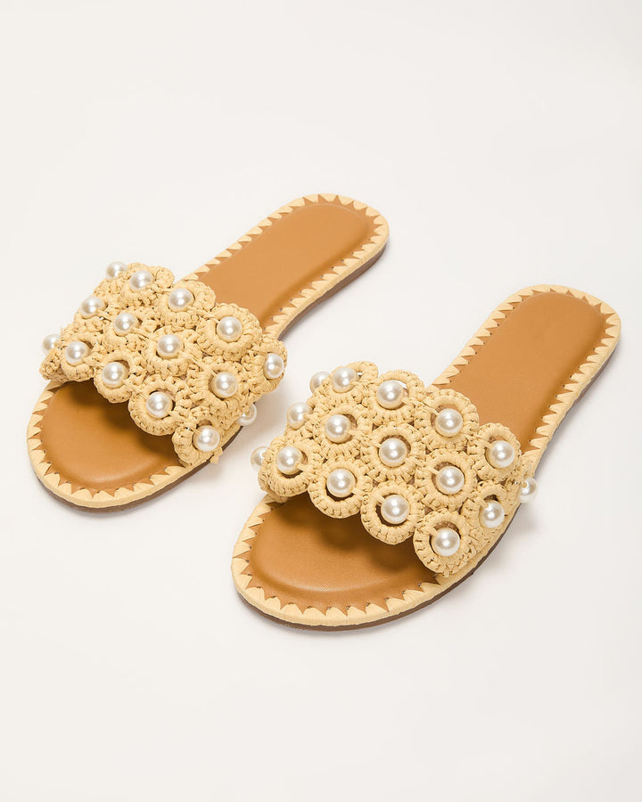 Golden Coastline Crochet Pearl Sandals