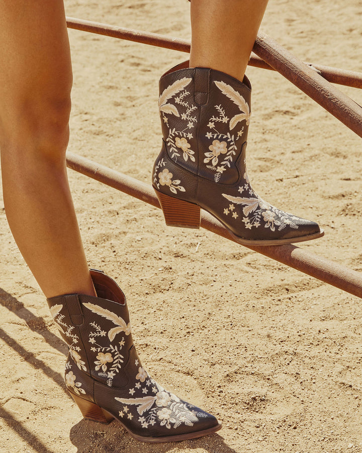 Full Bloom Embroidered Floral Western Bootie