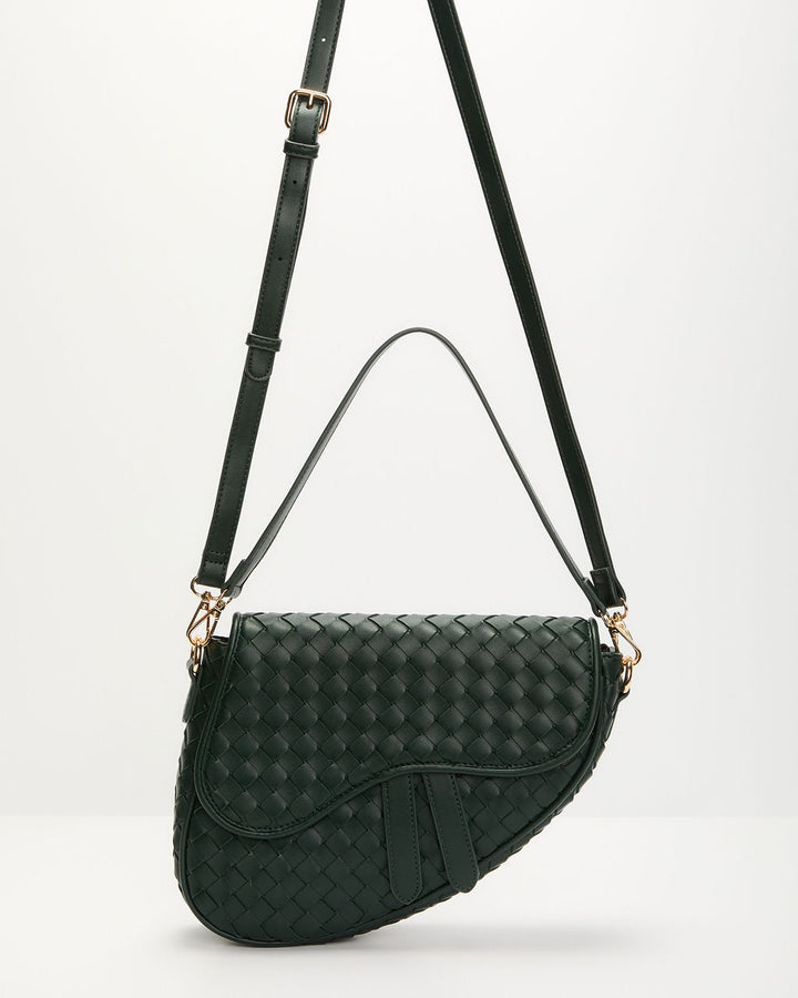 Kalila Faux Leather Woven Saddle Bag