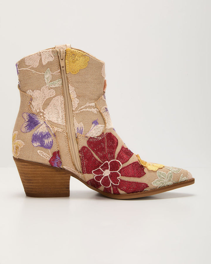 Sandrine Embroidered Floral Booties