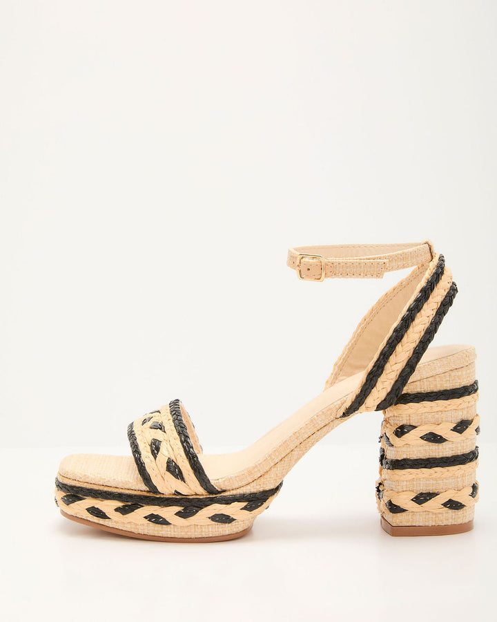 Tarlina Raffia Color Block Heeled Sandal