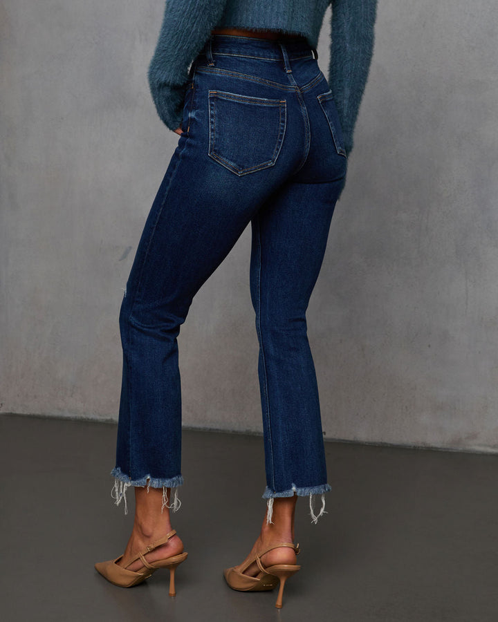 Olivia Super Stretch High Rise Crop Flare Jeans