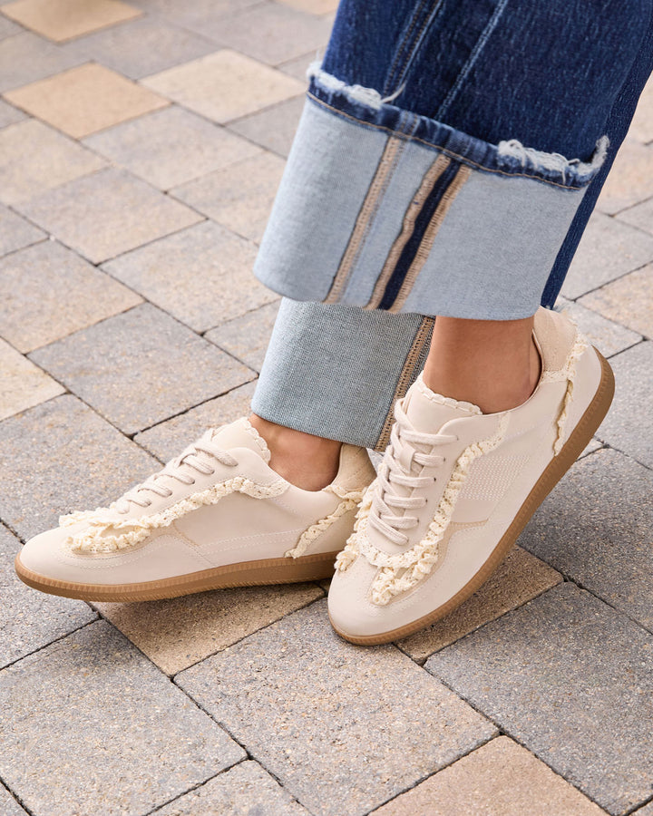 Winslet Lace And Pearl Charm Sneakers Cream