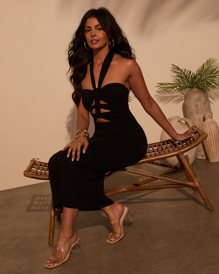 Best Revenge Halter Cutout Maxi Dress