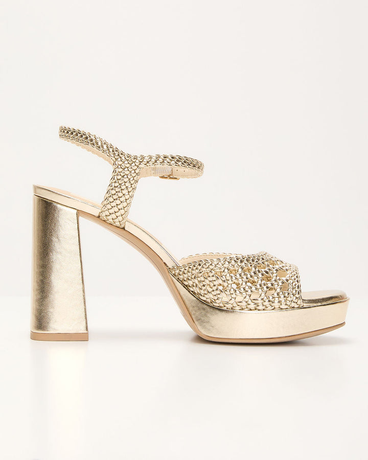 Peyten Metallic Crochet Heels