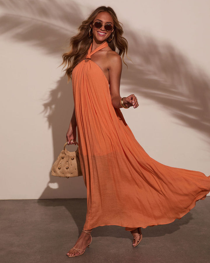 Nolah Pleated Halter Maxi Dress