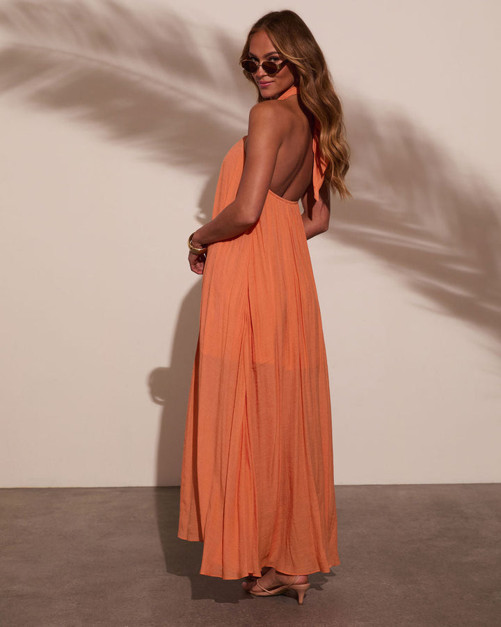 Nolah Pleated Halter Maxi Dress