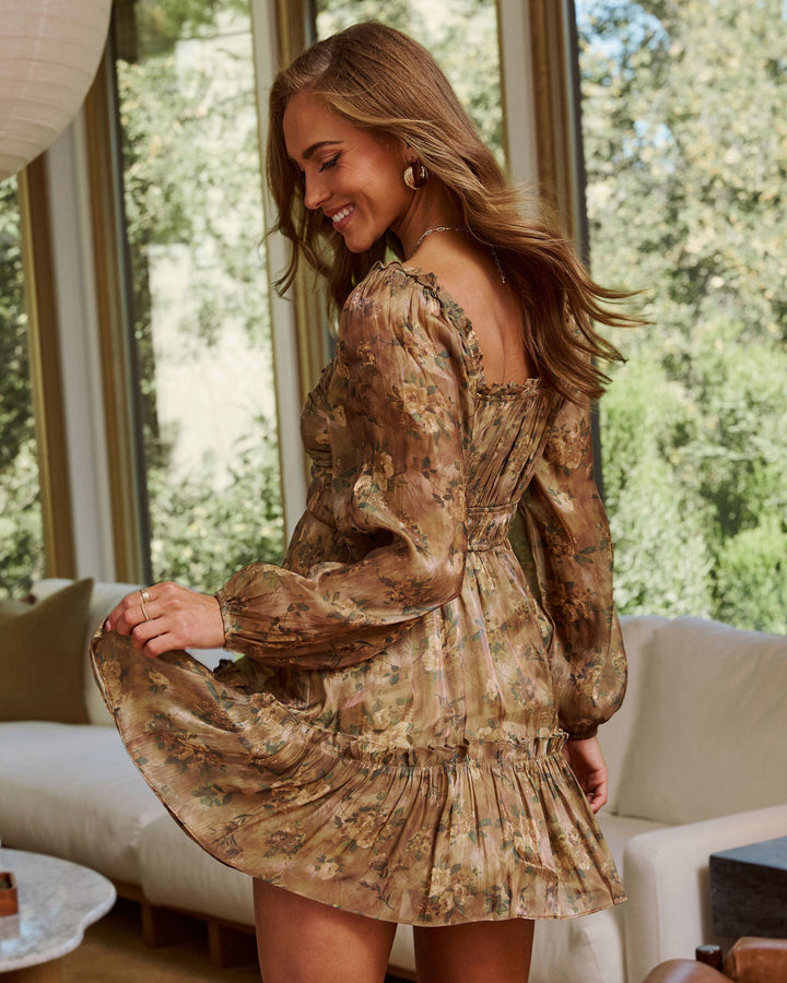 Remino Floral Chiffon Babydoll Mini Dress